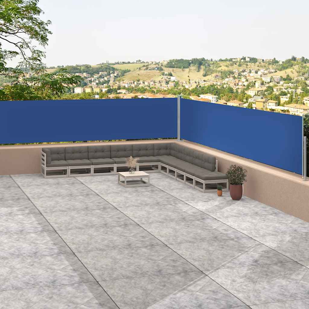 Pare-brise Vidaxl extensible 117x1200 cm bleu