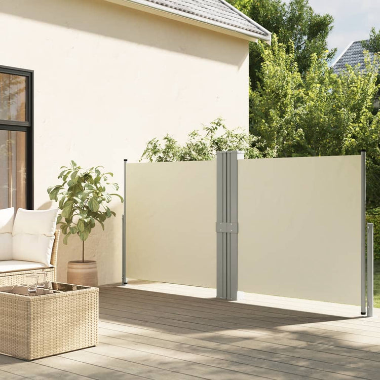 En pare-brise Vidaxl extensible 140x1200 cm Crème-Colored
