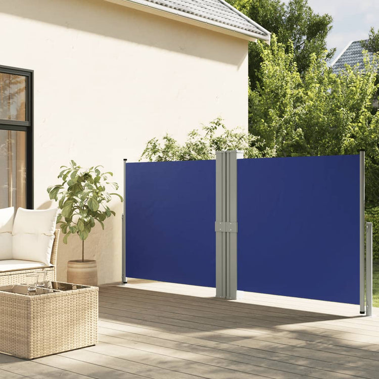 Pare-brise Vidaxl extensible 140x1200 cm bleu