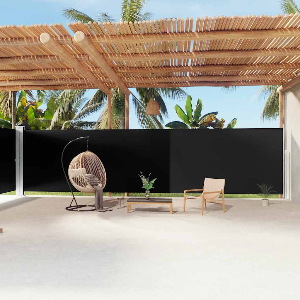 Pare-brise vidaxl extensible 200x1200 cm noir