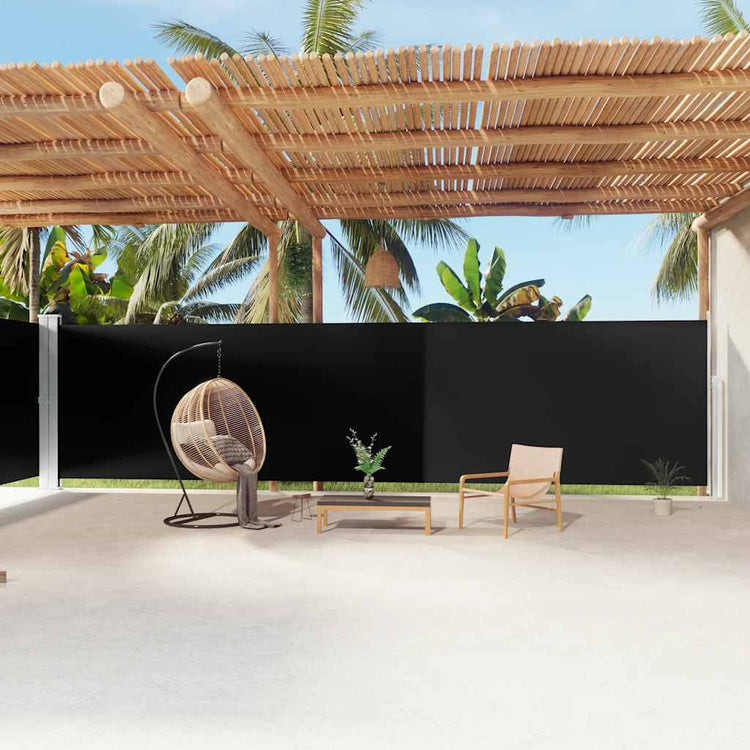Pare-brise vidaxl extensible 200x1200 cm noir