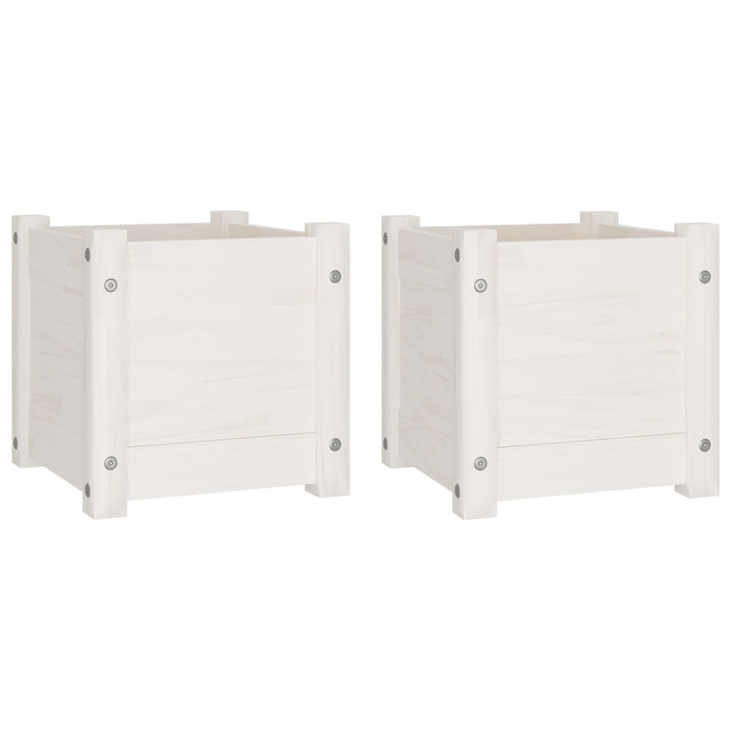 Jardinières vidaxl 2 ST 31x31x31 cm Pine solide blanc