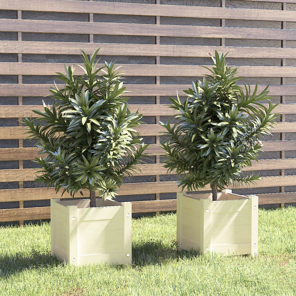 Jardinières vidaxl 2 ST 31x31x31 cm Pine solide blanc