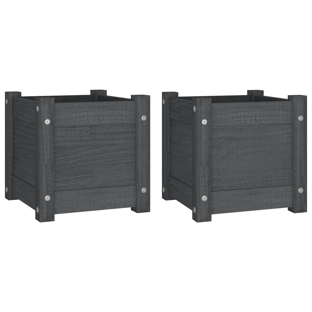 Jardinières vidaxl 2 pcs 31x31x31 cm en pin solide gris