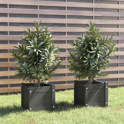 Jardinières vidaxl 2 pcs 31x31x31 cm en pin solide gris