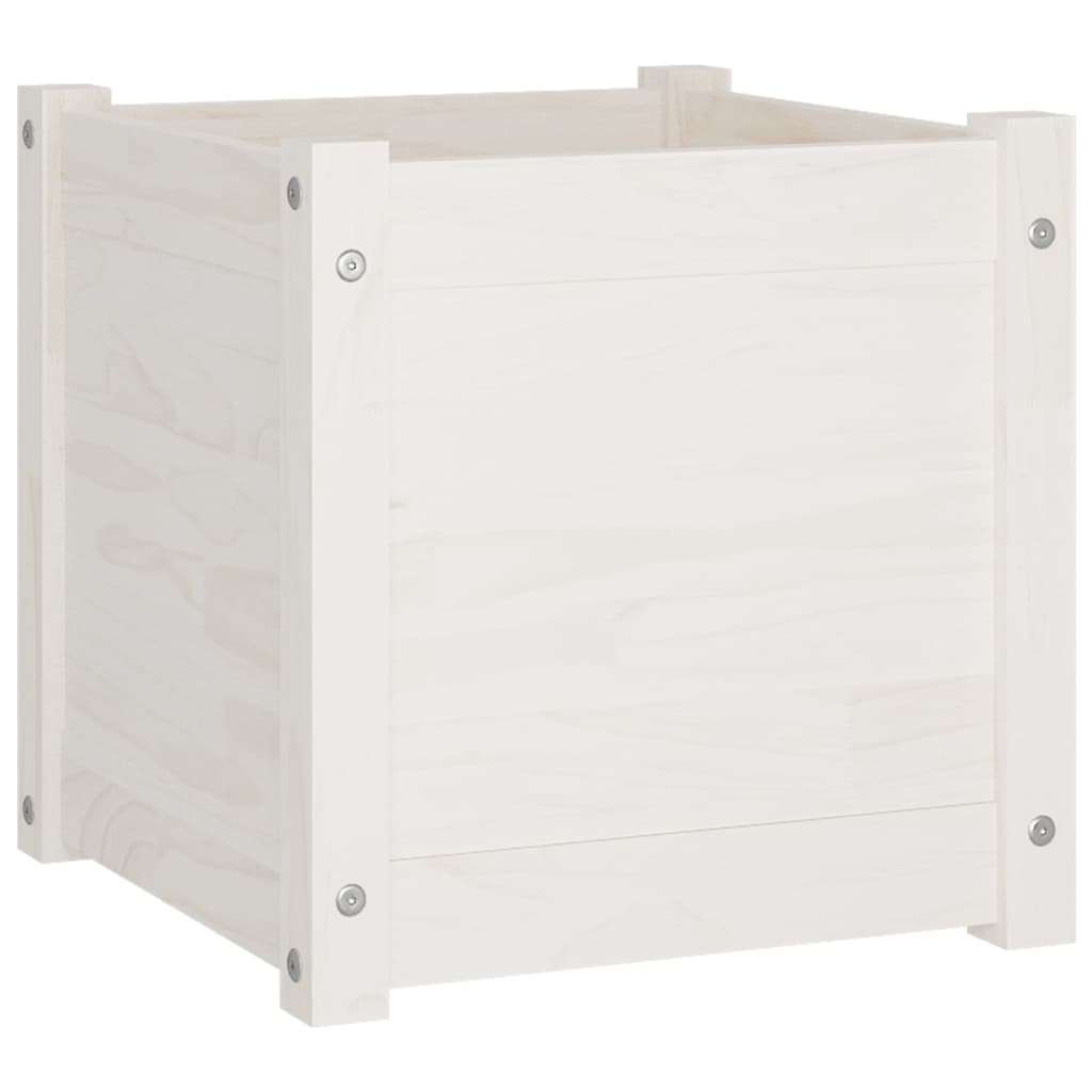 Boîte de planification Vidaxl 40x40x40 cm Pine solide blanc