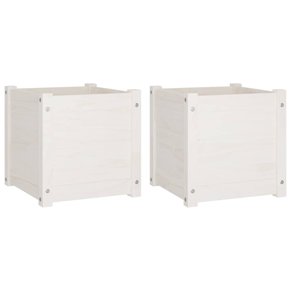 Jardinières vidaxl 2 ST 40x40x40 cm Pine solide blanc