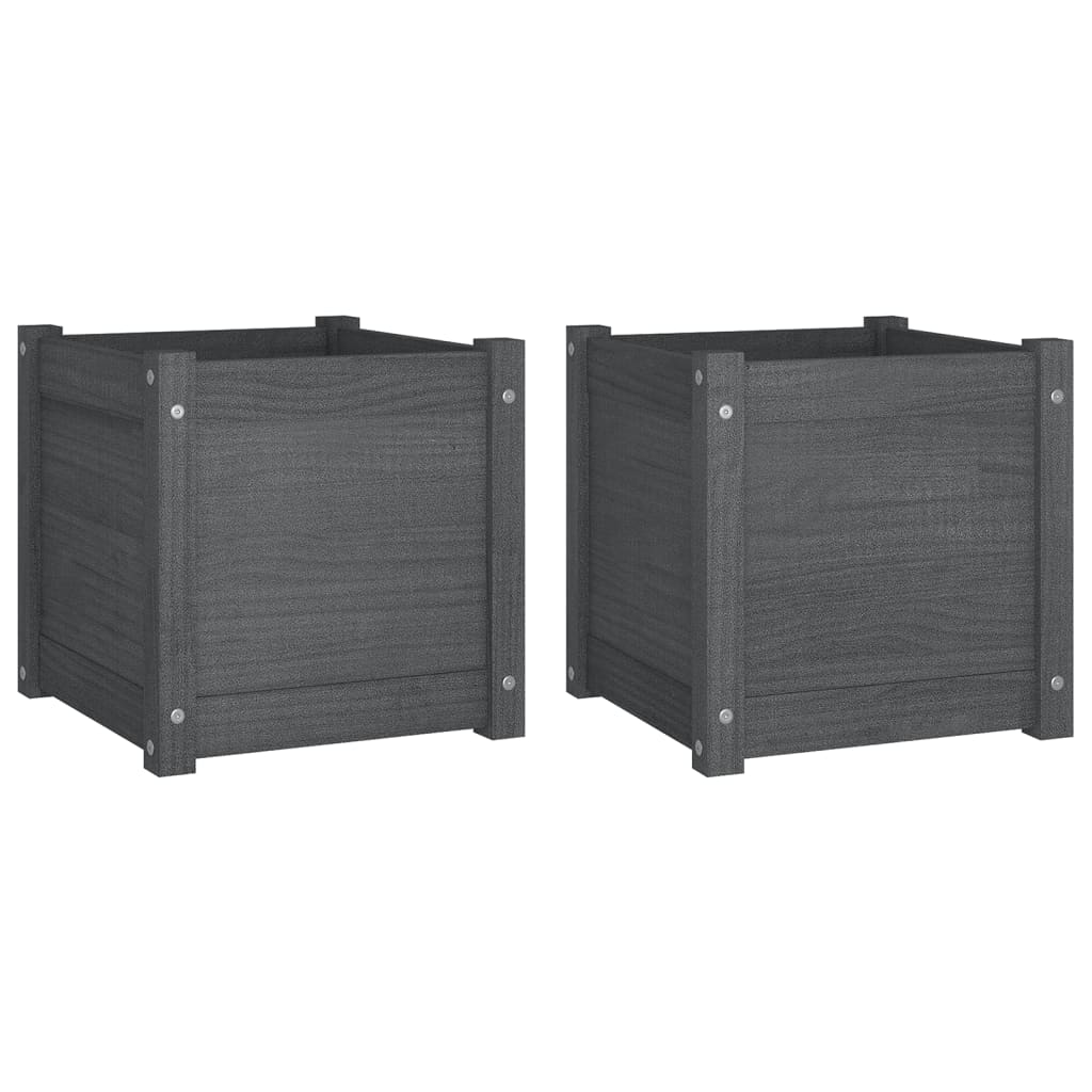Jardinières vidaxl 2 ST 40x40x40 cm en pin solide gris