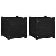 Jardinières vidaxl 2 ST 40x40x40 cm en pin solide noir - afbeelding 2
