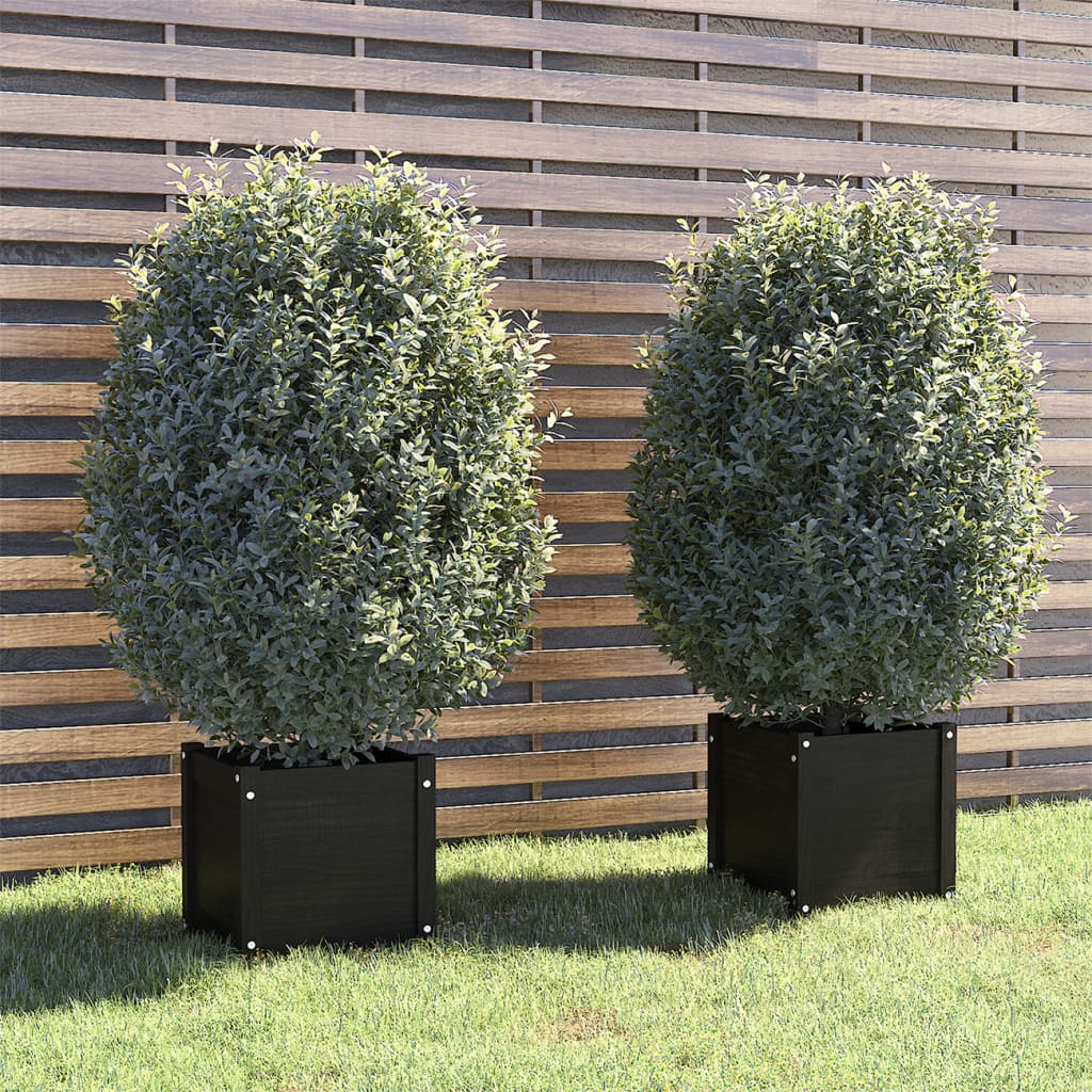 Jardinières vidaxl 2 ST 40x40x40 cm en pin solide noir