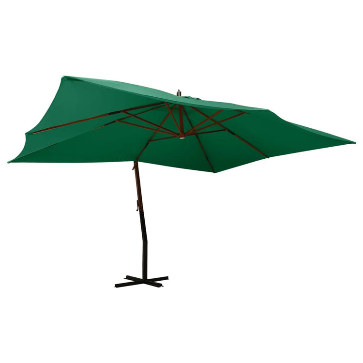 Vidaxl Parasol flottant avec poteau en bois 400x300 cm vert