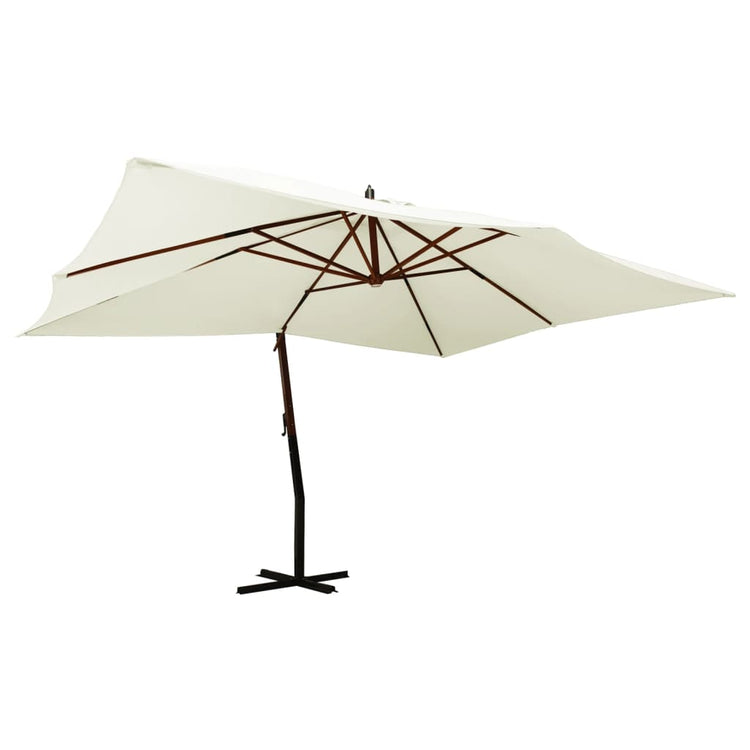 Vidaxl parasol flottant avec poteau en bois 400x300 cm sableux blanc