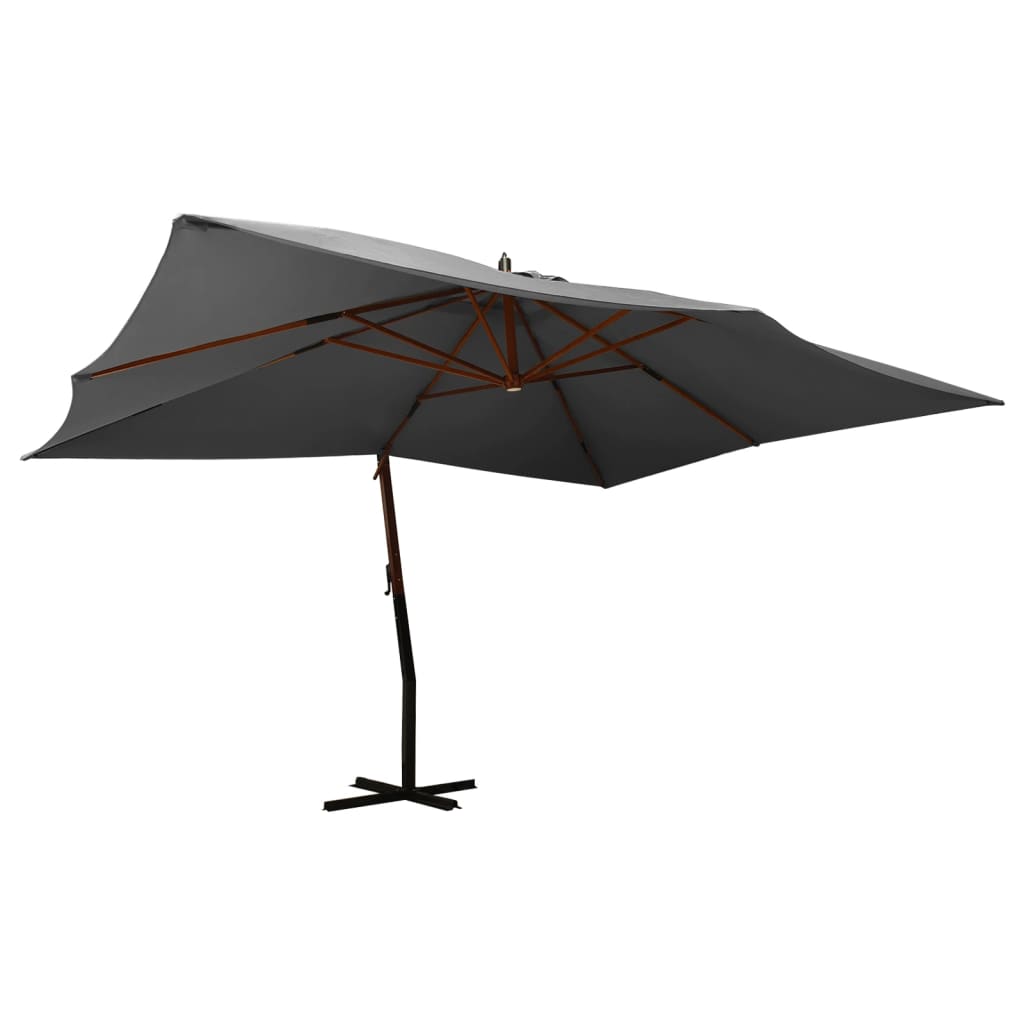 Vidaxl Parasol flottant avec poteau en bois 400x300 cm anthracite -colored