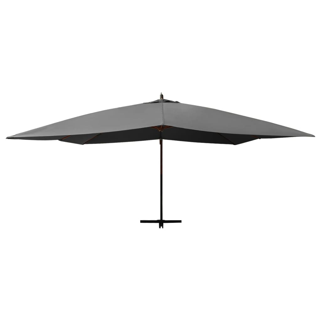 Vidaxl Parasol flottant avec poteau en bois 400x300 cm anthracite -colored