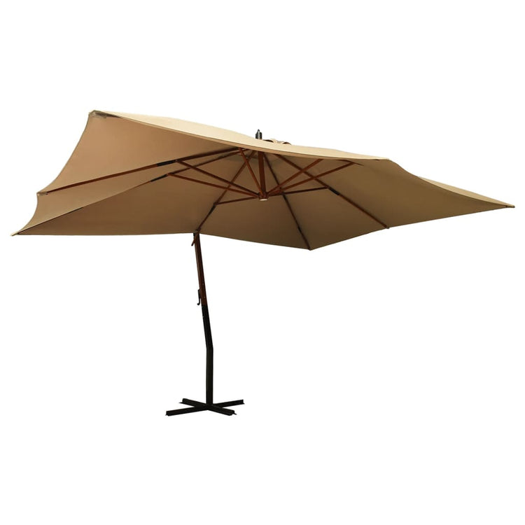 Vidaxl Parasol flottant avec poteau en bois 400x300 cm taupe