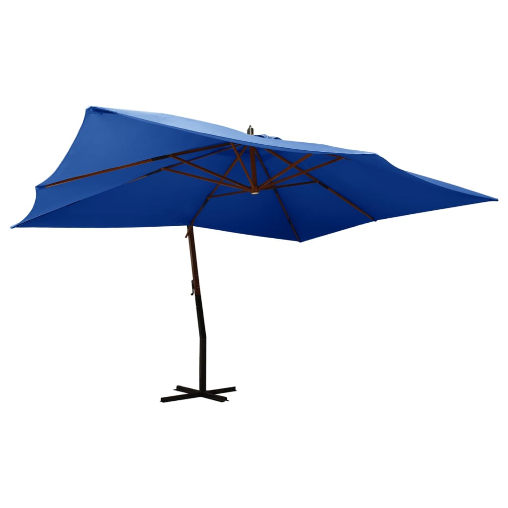 Vidaxl Parasol flottant avec poteau en bois 400x300 cm bleu azure