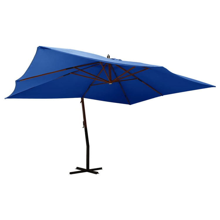 Vidaxl Parasol flottant avec poteau en bois 400x300 cm bleu azure