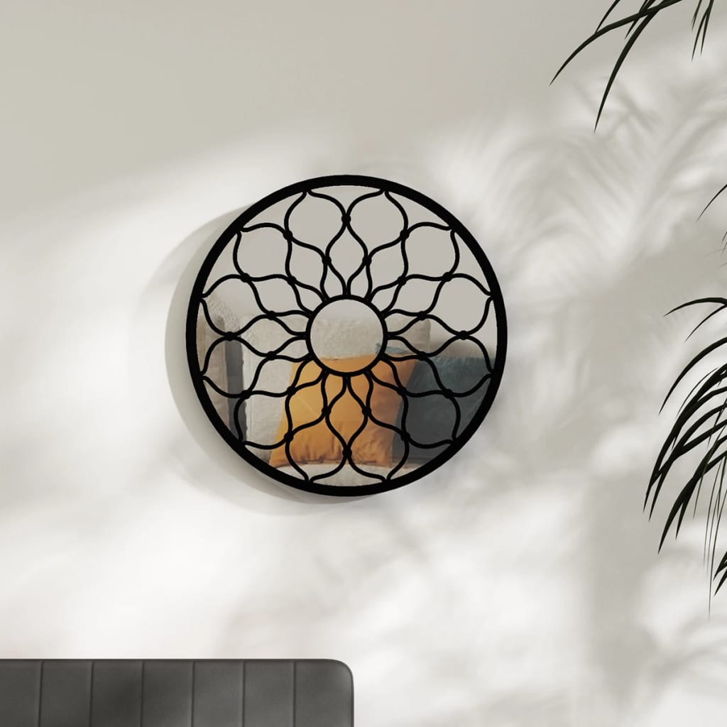 Miroir vidaxl autour de 60 x 3 cm de fer noir
