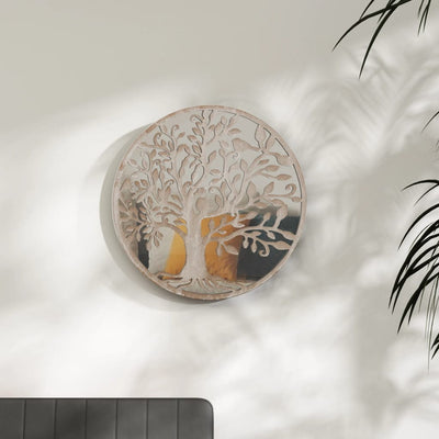 Miroir Vidaxl autour de 60 x 2,5 cm de sable de fer -colore