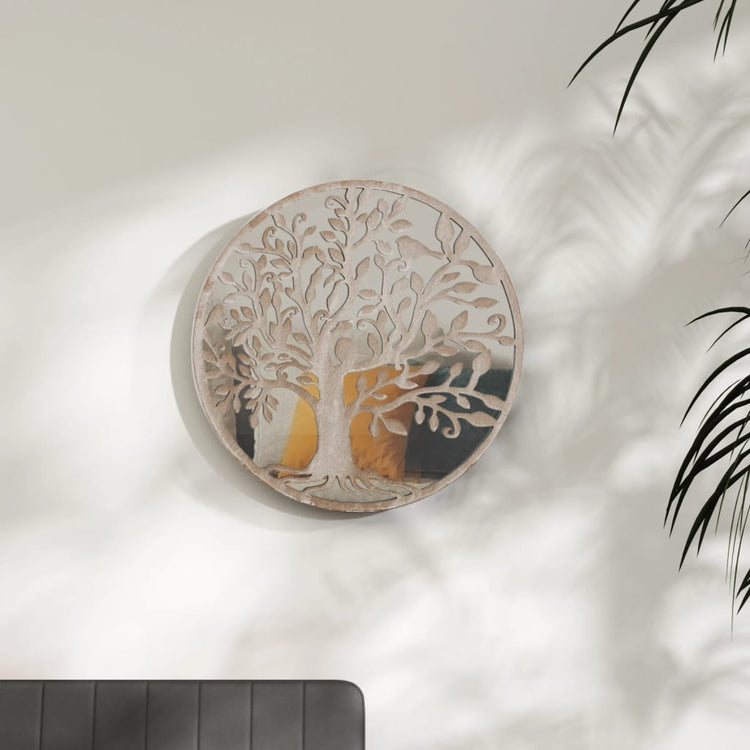 Miroir Vidaxl autour de 60 x 2,5 cm de sable de fer -colore