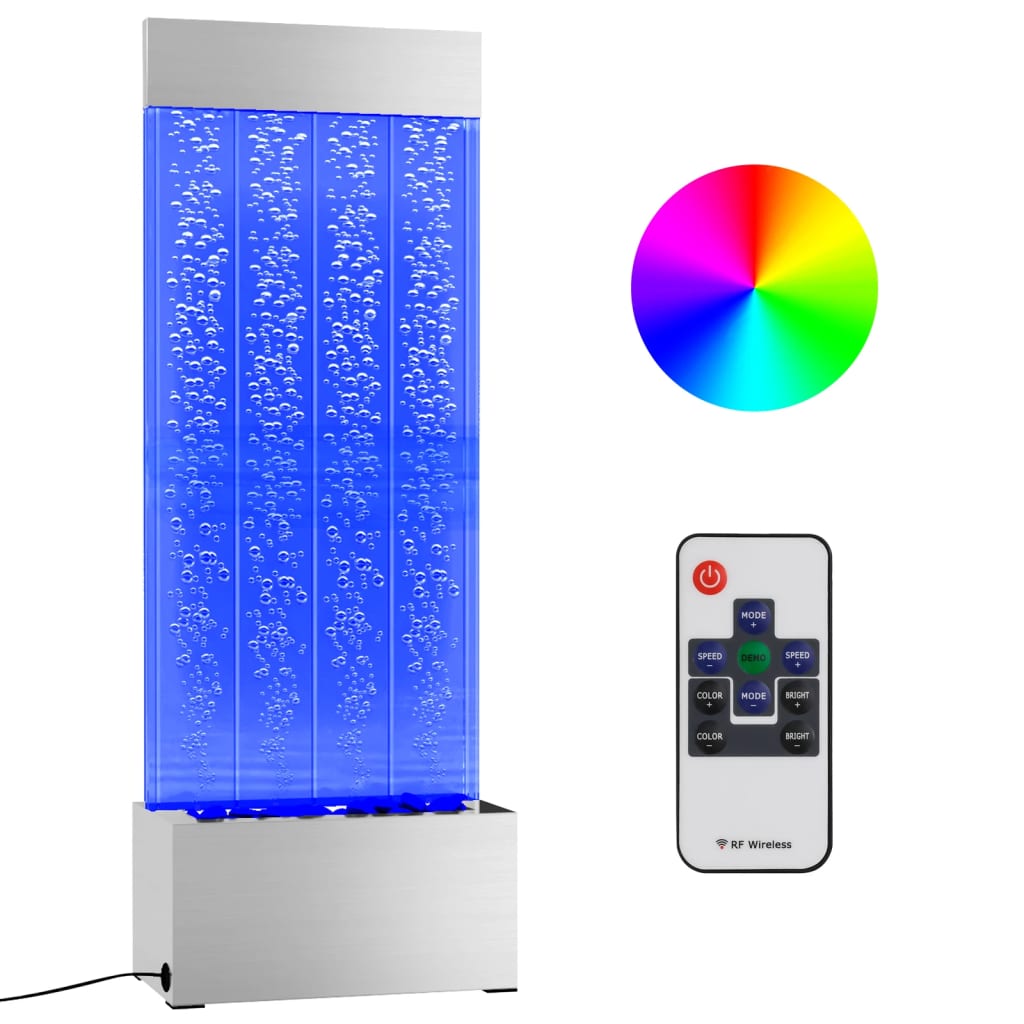 Colonne de bulle Vidaxl avec LED RGB 110 cm en acier inoxydable et acrylique