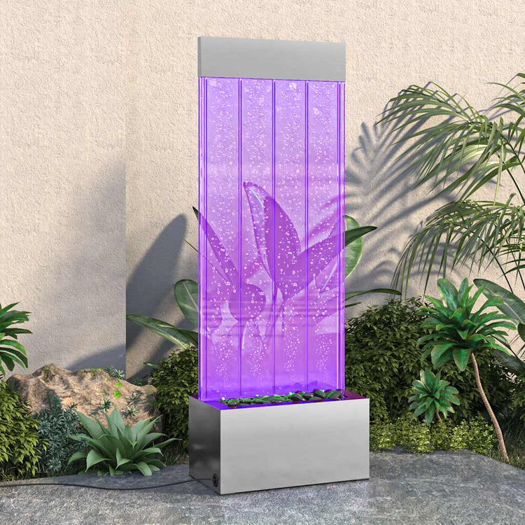 Colonne de bulle Vidaxl avec LED RGB 110 cm en acier inoxydable et acrylique