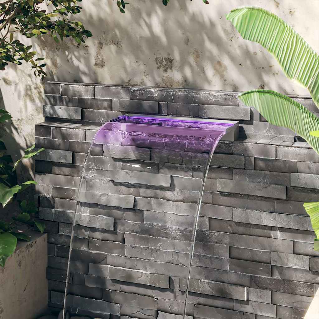 Vidaxl cascade surévaluée avec des LED RGB 60 cm en acier inoxydable