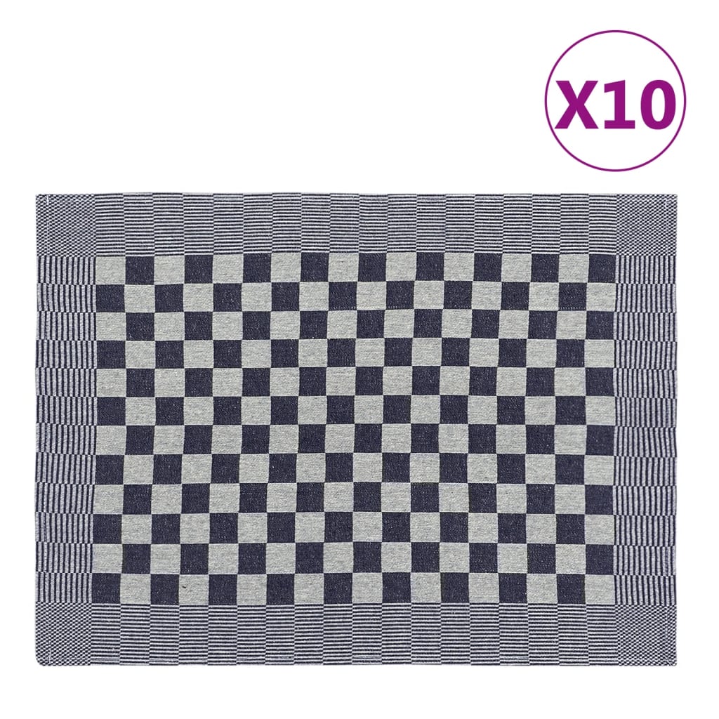 Vidaxl Cuisine Cloths 10 ST 50x70 cm Coton bleu et blanc