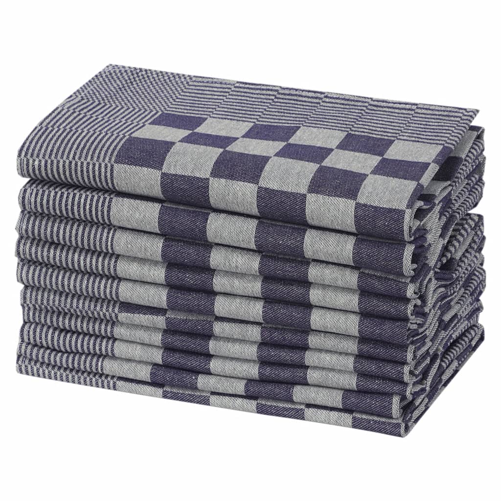 Vidaxl Cuisine Cloths 10 ST 50x70 cm Coton bleu et blanc