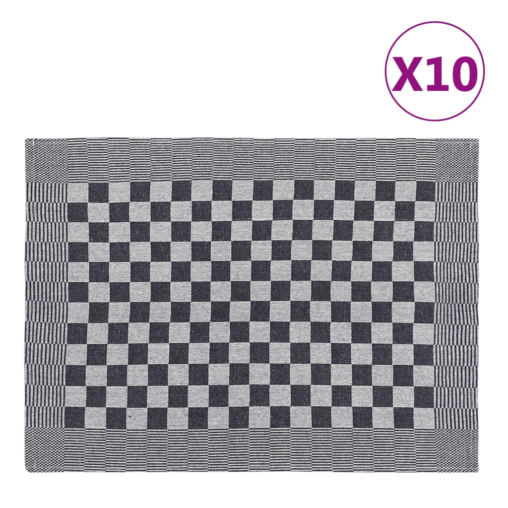 Vidaxl Cuisine Cloths 10 ST 50x70 cm Coton noir et blanc