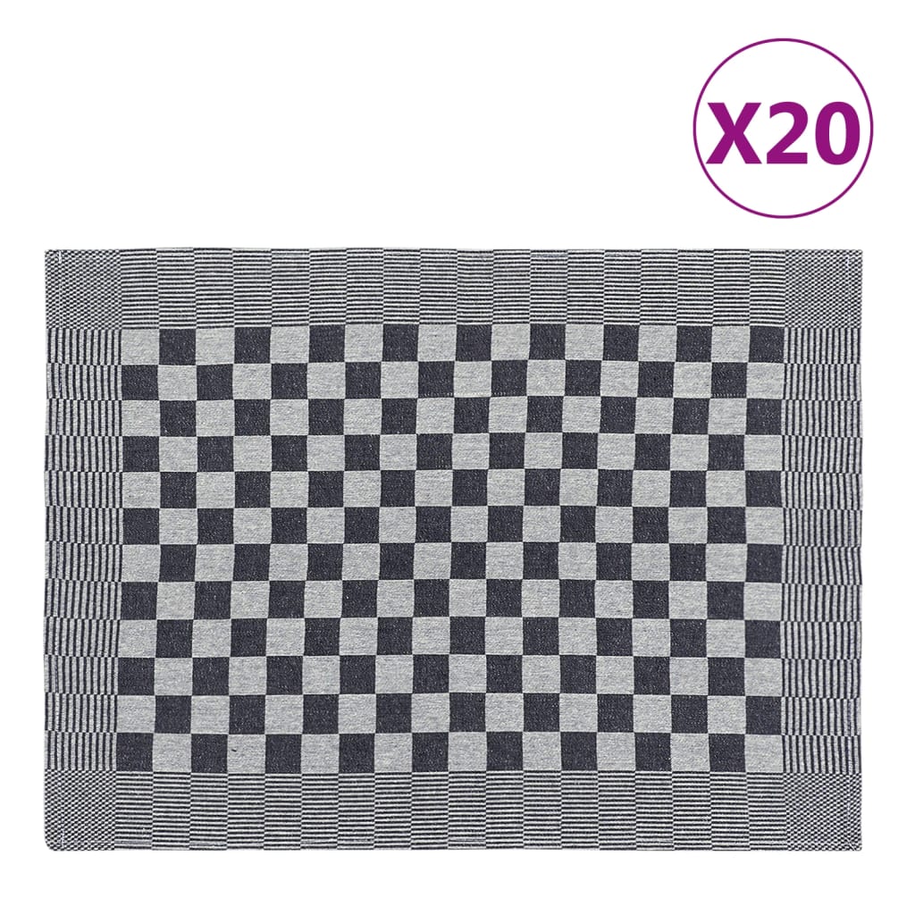Vidaxl Cuisine Cloths 20 ST 50x70 cm Coton noir et blanc