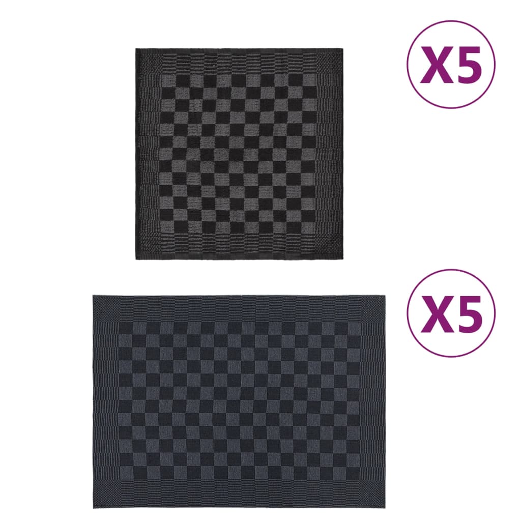 Vidaxl 10 pièces de cuisine en tissu coton noir et gris