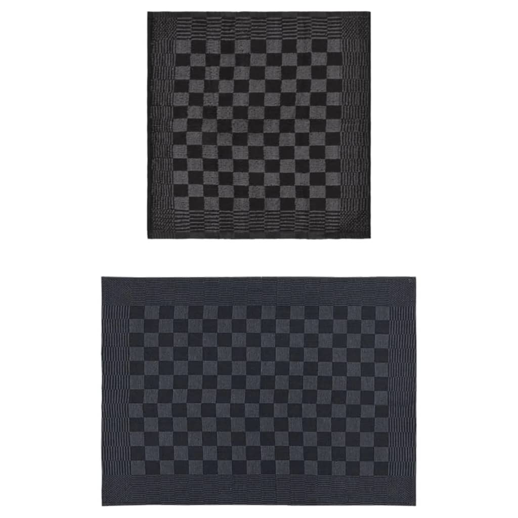 Vidaxl 10 pièces de cuisine en tissu coton noir et gris