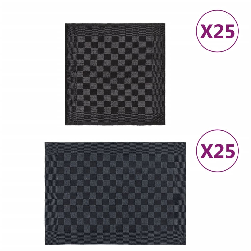 Vidaxl 50 pièces de cuisine en tissu coton noir et gris