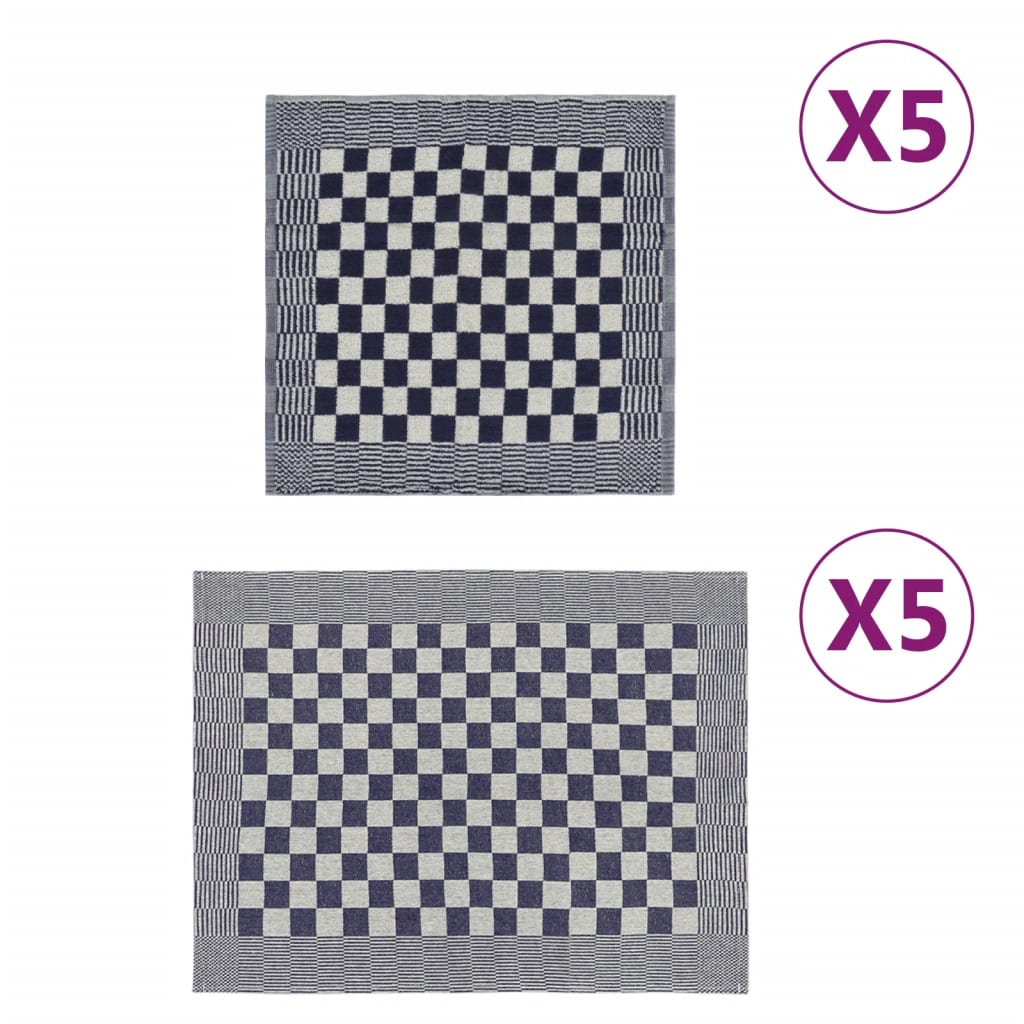 Vidaxl 10 pièces de cuisine en tissu coton bleu et blanc