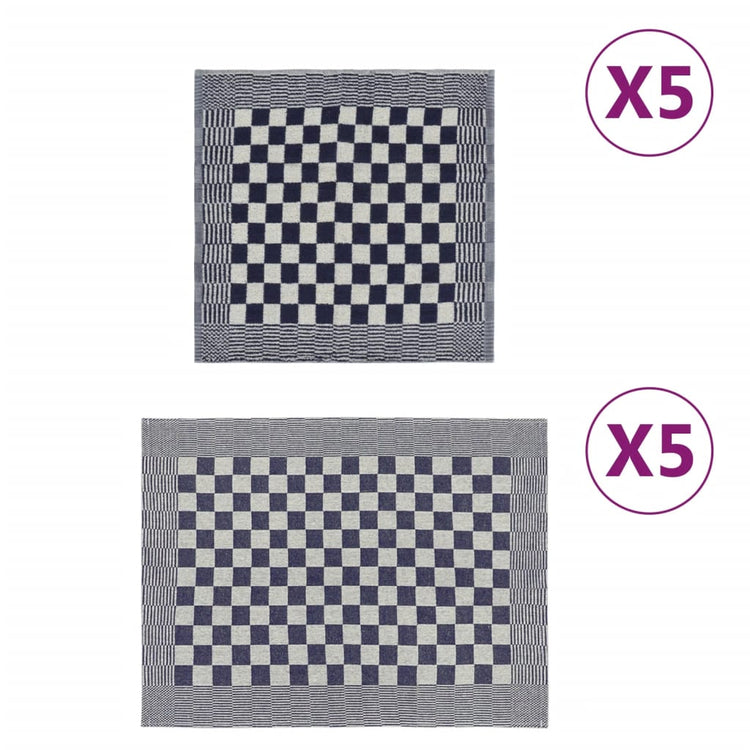 Vidaxl 10 pièces de cuisine en tissu coton bleu et blanc
