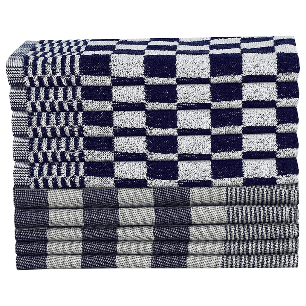 Vidaxl 10 pièces de cuisine en tissu coton bleu et blanc