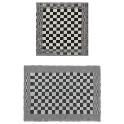 Vidaxl 10 parties de cuisine en tissu coton noir et blanc