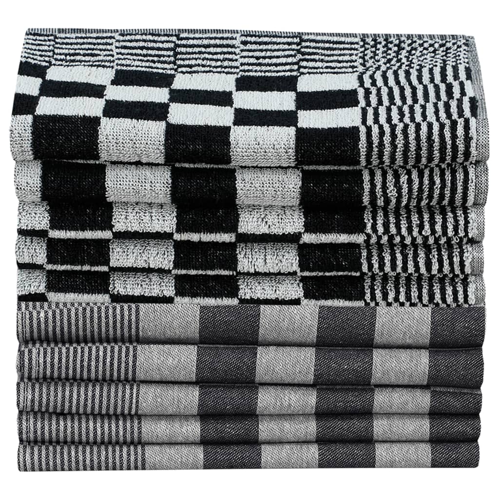 Vidaxl 10 parties de cuisine en tissu coton noir et blanc