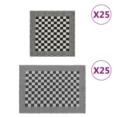 Vidaxl 50 pièces de cuisine en tissu coton noir et blanc