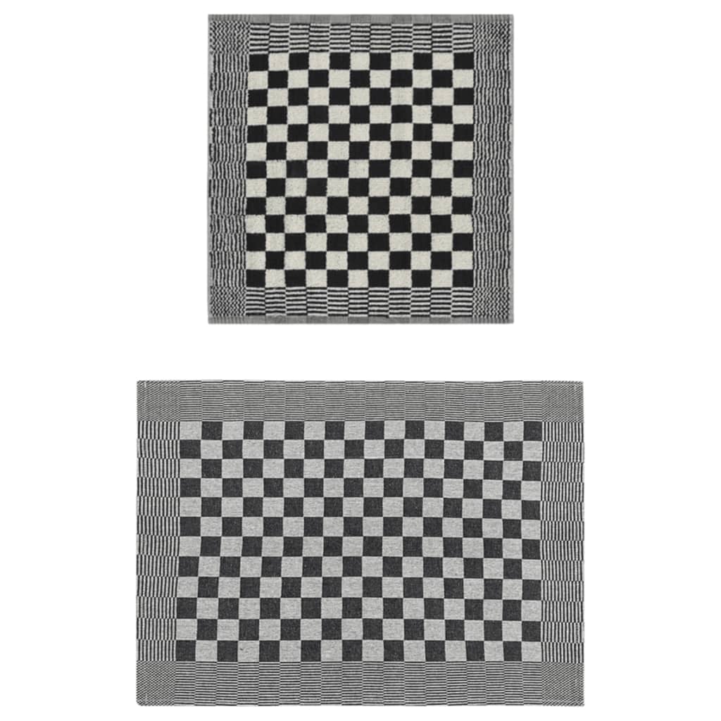 Vidaxl 50 pièces de cuisine en tissu coton noir et blanc
