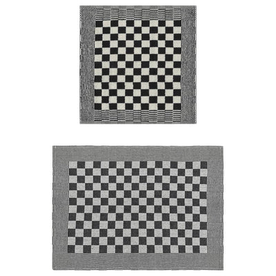 Vidaxl 50 pièces de cuisine en tissu coton noir et blanc