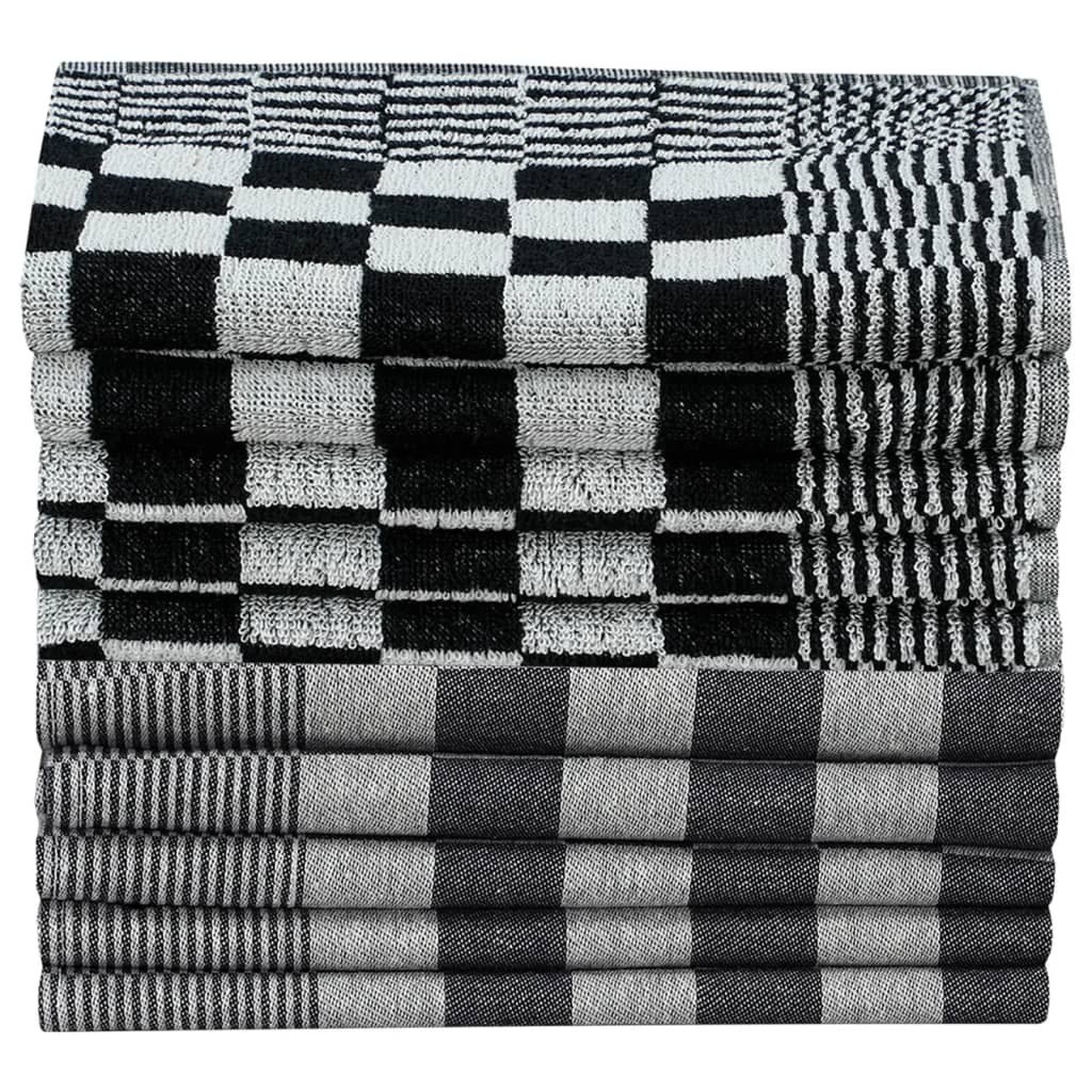 Vidaxl 50 pièces de cuisine en tissu coton noir et blanc
