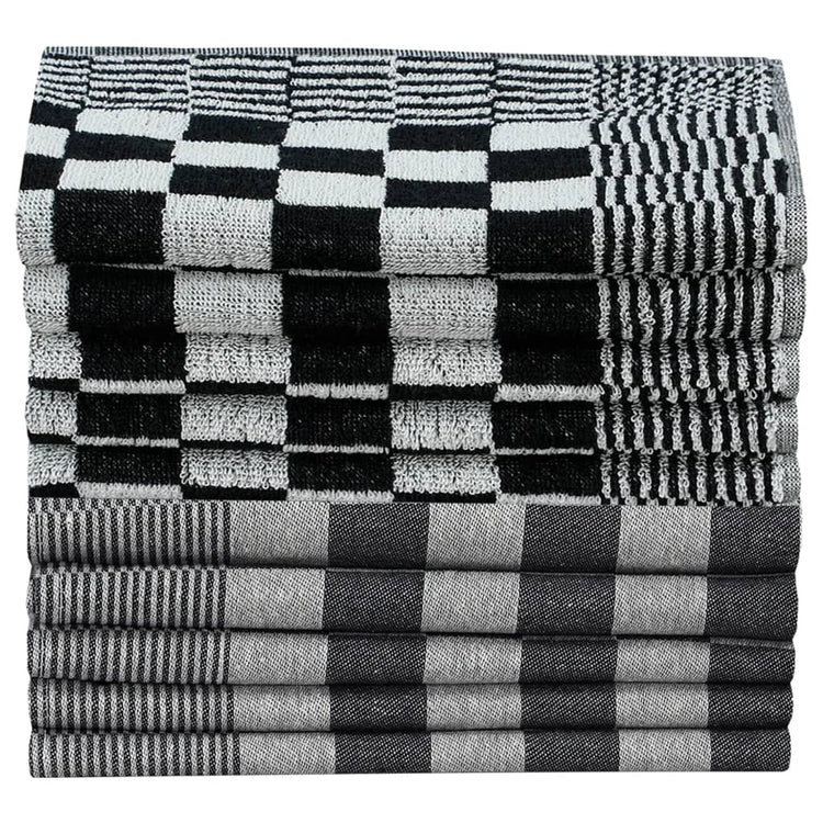 Vidaxl 50 pièces de cuisine en tissu coton noir et blanc
