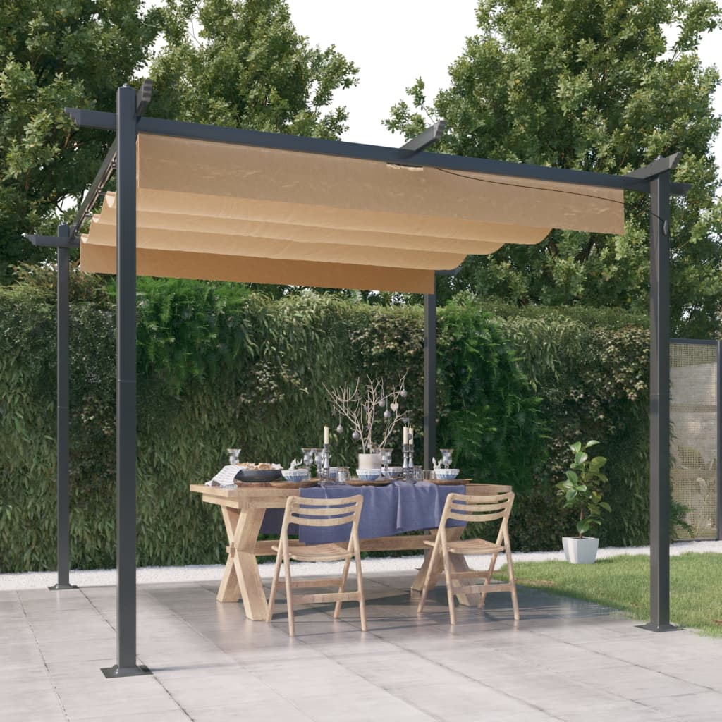 Vidaxl Garden Pracor avec toit extensible 3x3 m taupe
