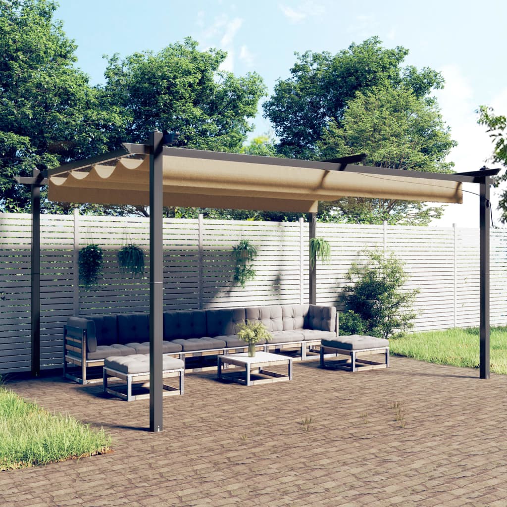 Vidaxl Garden Practice avec toit extensible 4x3 m taupe