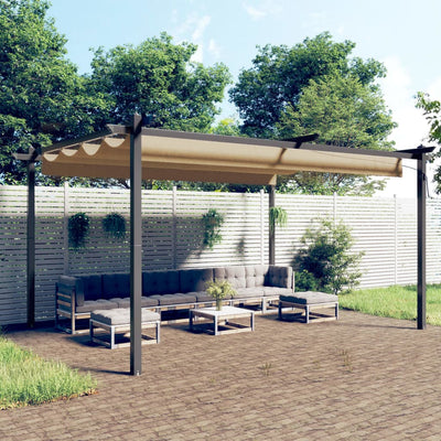Vidaxl Garden Practice avec toit extensible 4x3 m taupe