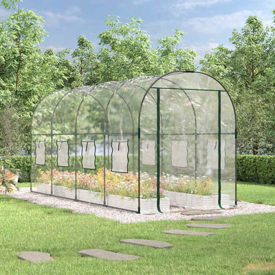 Vidaxl Tuinkas 160x400x190 cm en PVC et en acier recouvert de poudre transparent