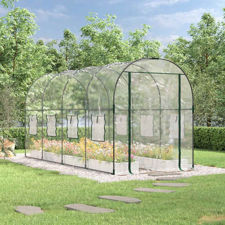 Vidaxl Tuinkas 160x400x190 cm en PVC et en acier recouvert de poudre transparent