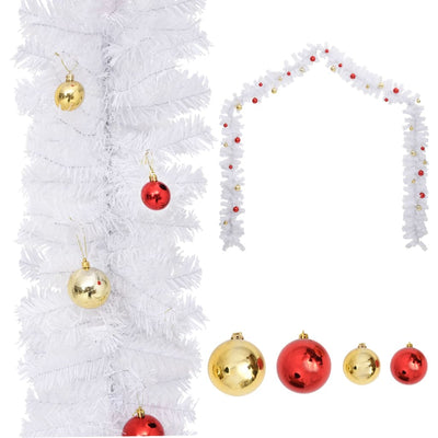 Vidaxl Garland de Noël décoré de balles de Noël 5 m blanc